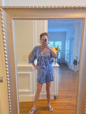 Lilly Pulitzer Blue & White Printed Romper